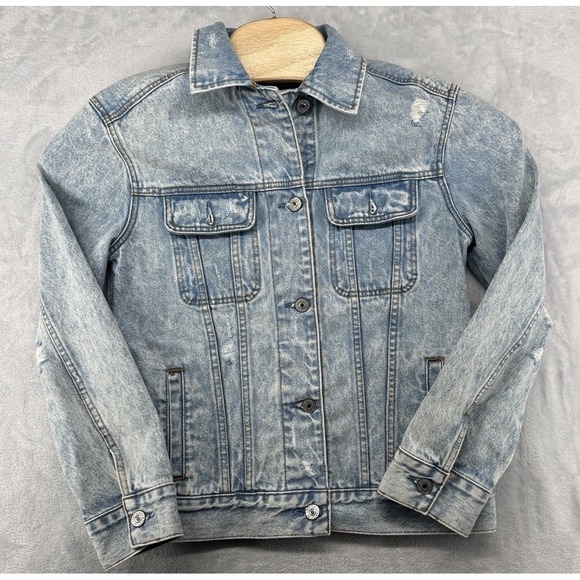 Abercrombie & Fitch Denim Jacket Light Wash Jean‎ Distressed Women's Size S - Picture 1 of 7